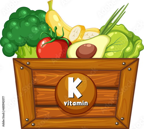 Educational Group of Food in Wooden Crate