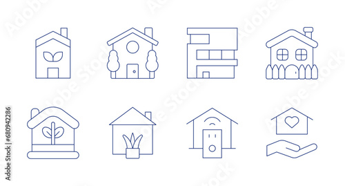 Home icons. Editable stroke. Containing eco home, eco house, house control, house, house plants, modern, home.