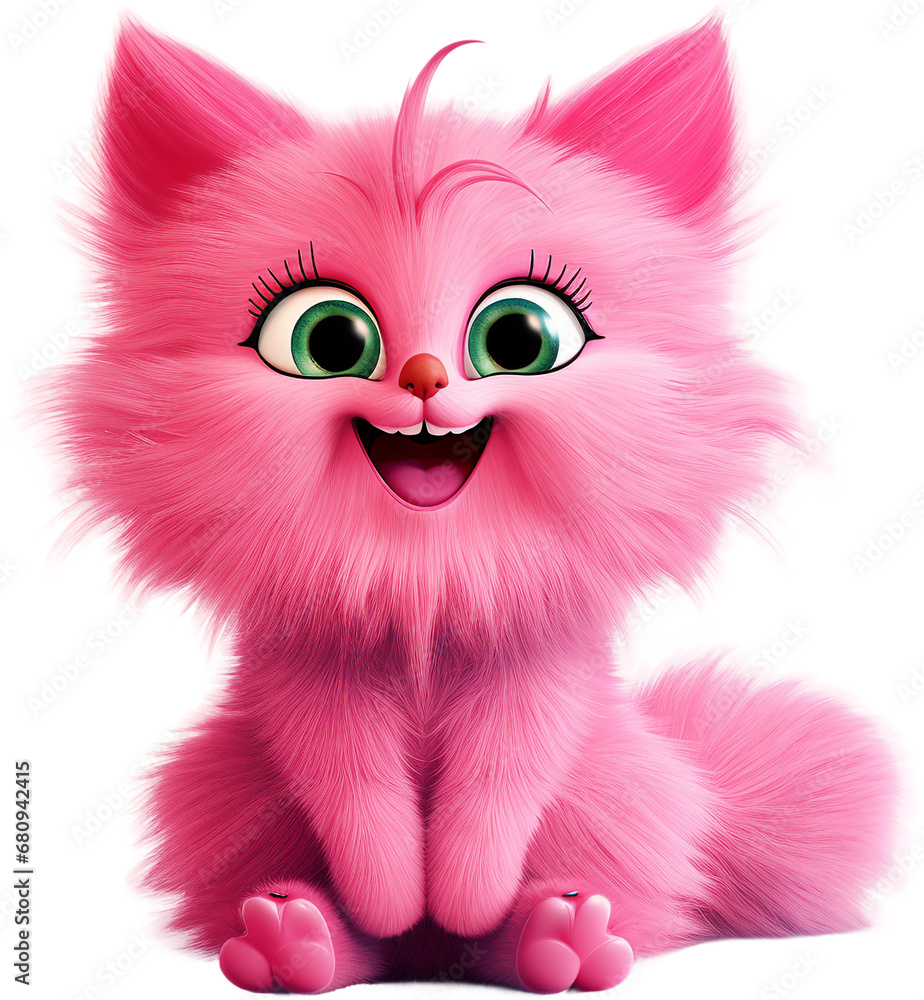 Pink Perfection: Cat in Soft Hues, Isolated on Transparent Background