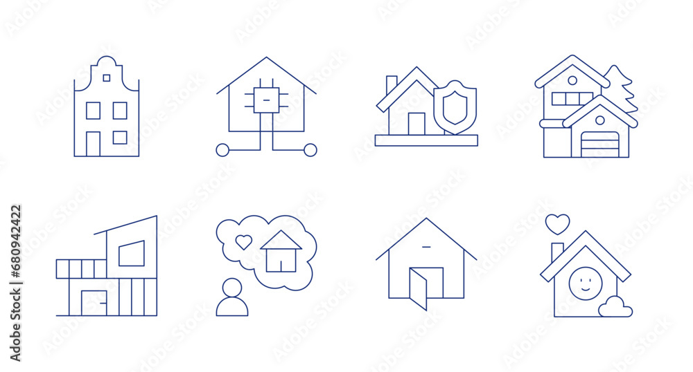 Home icons. Editable stroke. Containing house, modern house, open house, smart home, expectation, real estate, home.