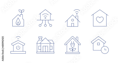 Home icons. Editable stroke. Containing house, smart home, eco house, home, working.