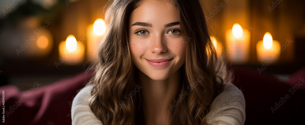 Portrait of a beautiful happy young woman looking at the camera