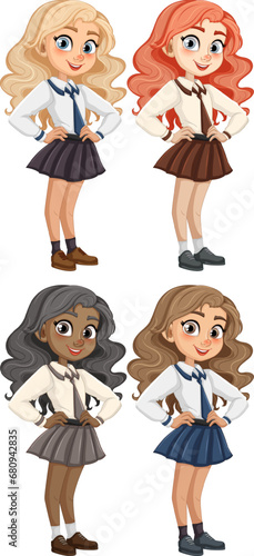 Smiling Teen Girl Student in Beautiful Uniform