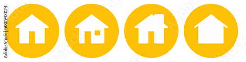 home page icon button on yellow circle background 