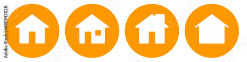 home page icon button on orange circle background 