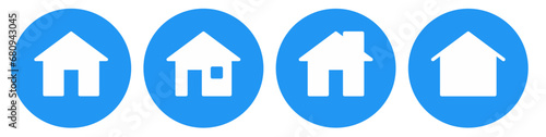 home page icon button on blue circle background 