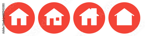 home page icon button on red circle background 