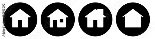 home page icon button on black circle background 