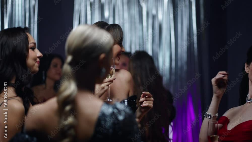 Gala Event And Party With Beautiful Single Ladies, Attractive Women Drinking Champagne Gala Event And Party With Beautiful Single Ladies, Attractive Women Drinking Champagne