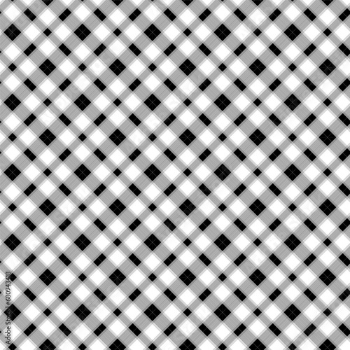 Gingham check plaid seamless pattern in black and white for tablecloth, gift paper, napkin, blanket, scarf