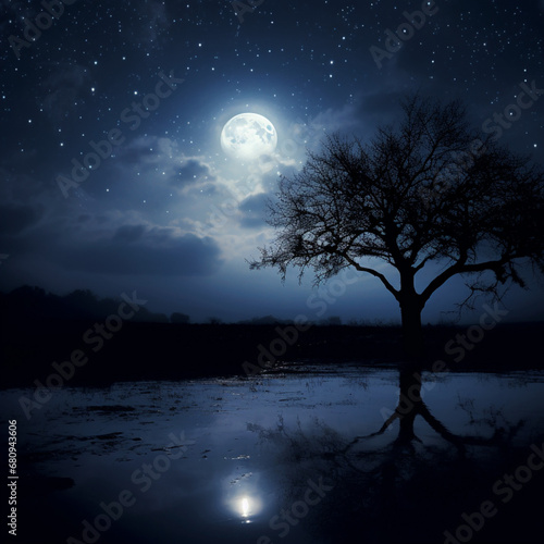 night landscape with moon © matildica2