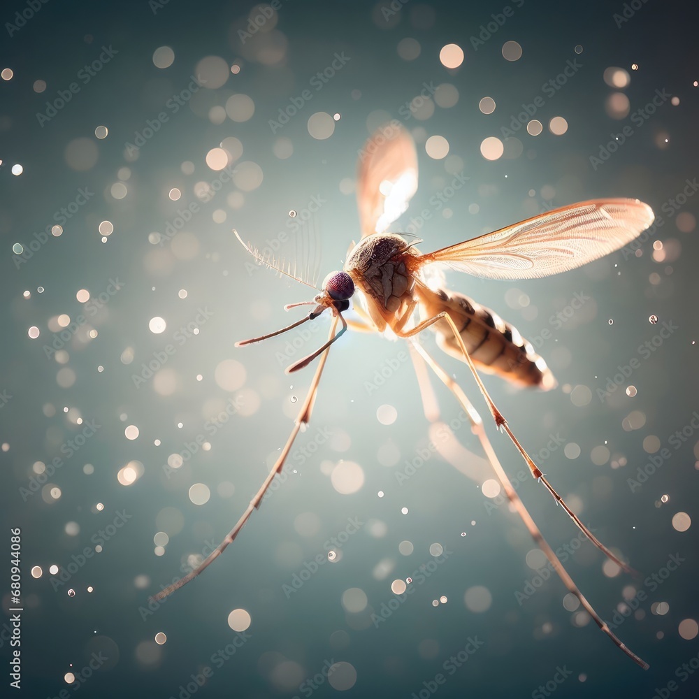 Macro background with mosquito - obrazy, fototapety, plakaty 