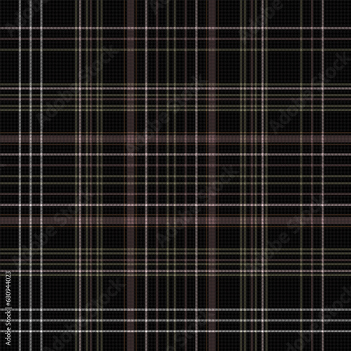  Black plaid pattern seamless vector graphic. Simple windowpane line tartan check.