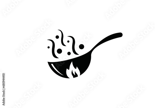 food logo design, kitchen tools, cooking, restaurant symbol vector graphic	