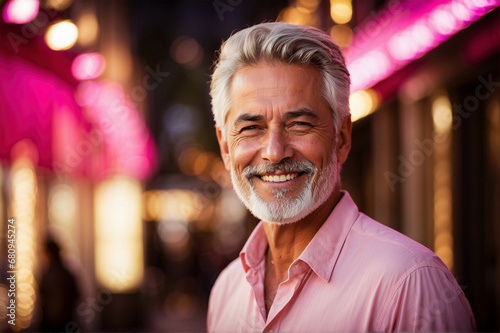 Elegant Silver Charm: Mature Man with a Confident Smile