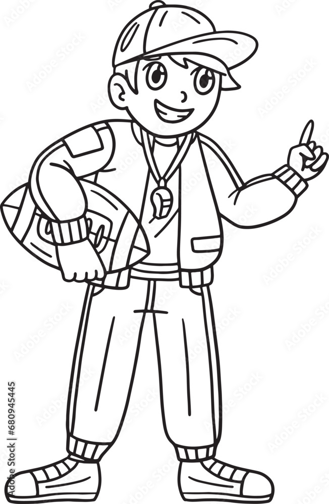 American Football Coach Isolated Coloring Page American Football Coach Isolated Coloring Page