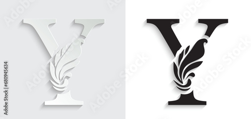 letter Y. flower letters. Vintage ornament initial Alphabet. Logo vector	
