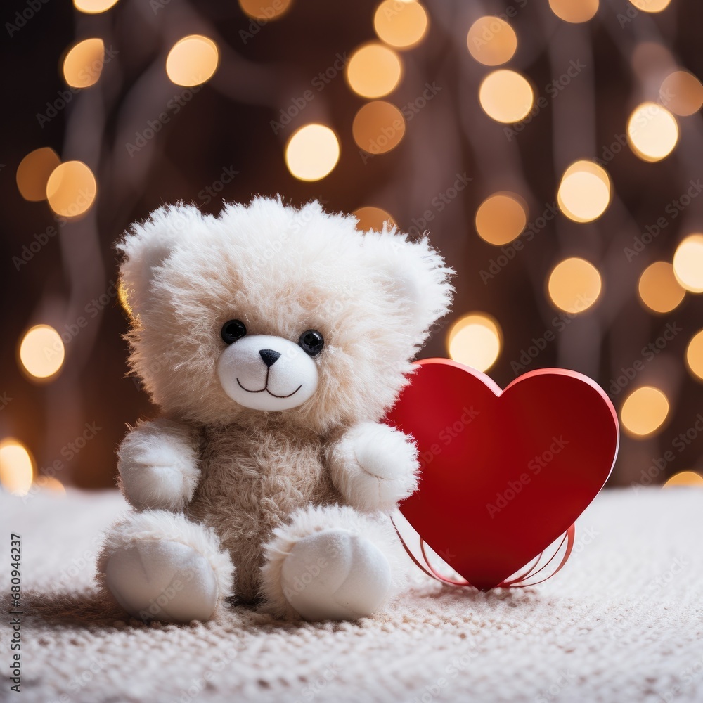 Fototapeta premium teddy bear with heart shaped gift