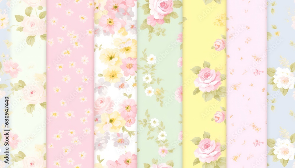seamless pastel shabby chic pattern,  frandom floral  for fabric textile vintage design 