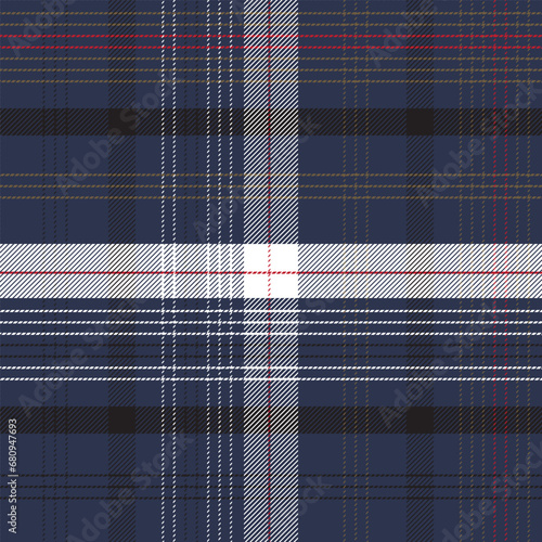 Abstract plaid seamless pattern glen in navy blue, black, white, Scottish tartan vichy plaid graphic texture for dress, skirt, scarf, throw, jacket, fashion fabric print.