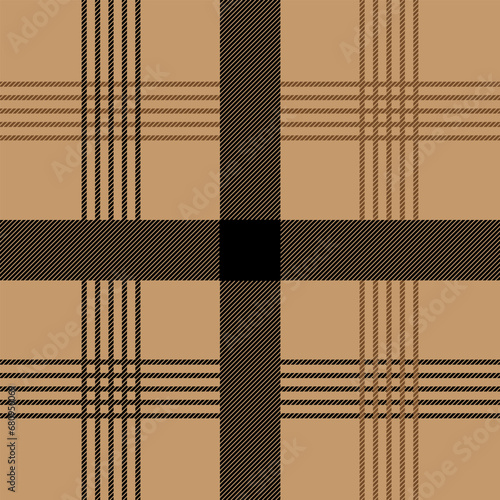 Plaid Check Seamless Pattern in Black Brown Simple Tartan, background graphic for spring autumn winter fashion jacket, coat, skirt, dress, trousers.