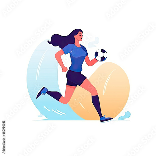 Women football soccer player kicking soccer ball vector tshirt design graffiti AI Generated