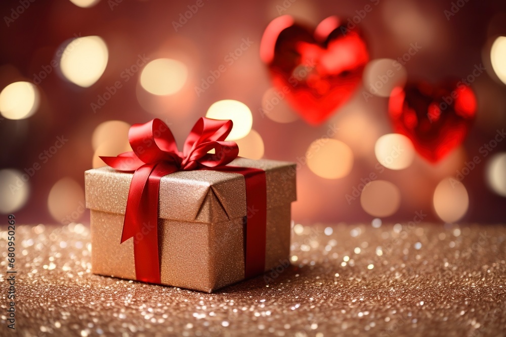 Background holiday, gift in a beautiful box with a heart with generative ai Background holiday, gift in a beautiful box with a heart with generative ai