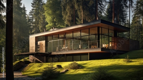  A modern house in the middle of the forest, 
