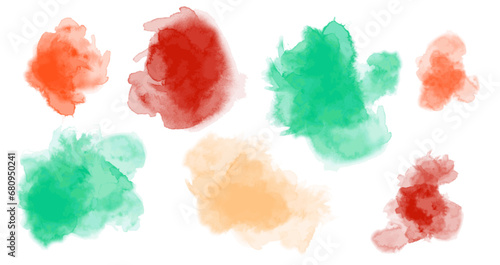 Set of watercolor background with clouds. Watercolor brush strokes subtle textured background 