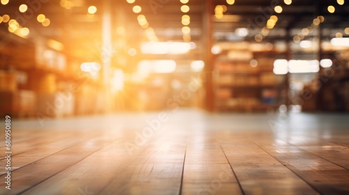  Blur warehouse with bokeh light background 