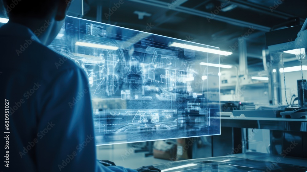 Blurry hospital is examining x-rays, viewing a tomography image. Blurry hospital is examining x-rays, viewing a tomography image.