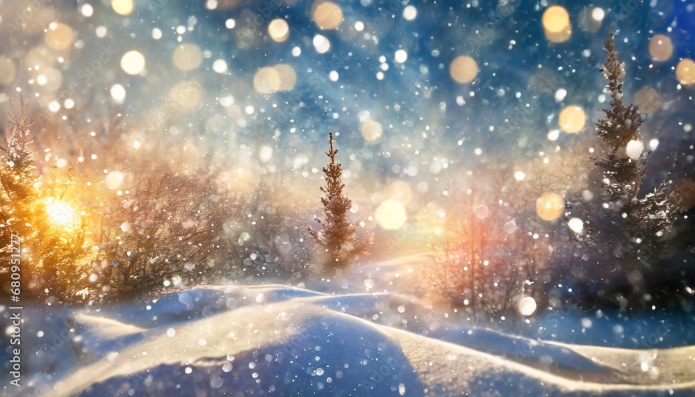 Enigmatic Winter Scene: Illumination and Gentle Snow Blur Enigmatic Winter Scene: Illumination and Gentle Snow Blur