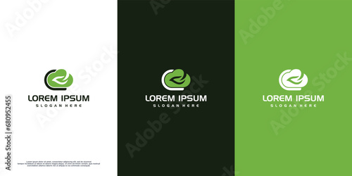 Cloud Leaf Logo Design Template.