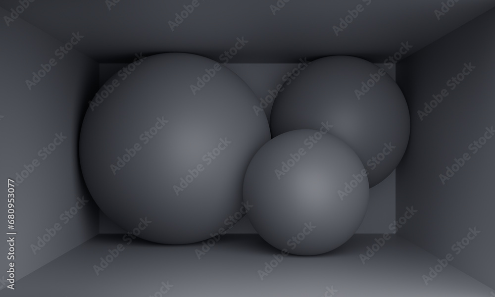 Abstract minimalist background design with black spheres Abstract minimalist background design with black spheres