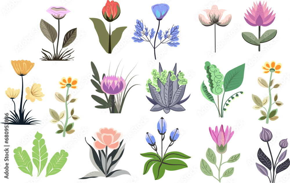 custom made wallpaper toronto digitalA set of a variety botanical plants and flowers. Miniature images of endangered flora.