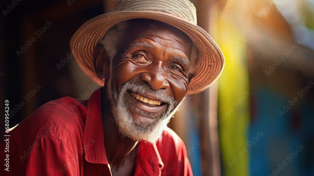 senior happy concept,Smiling senior mixed race Caribbean man