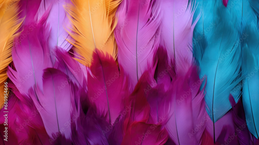 Close up of a multicolored feather background Close up of a multicolored feather background