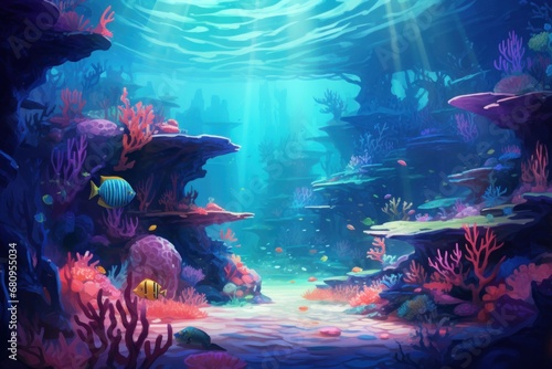Underwater seascape with vibrant coral reef and marine life. Marine ecosystem. photo