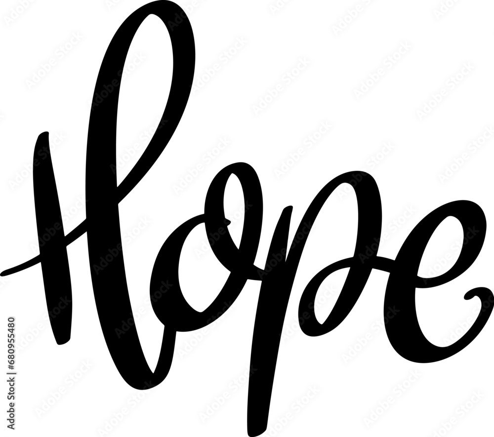 Hope. Lettering phrase isolated on white background Hope. Lettering phrase isolated on white background