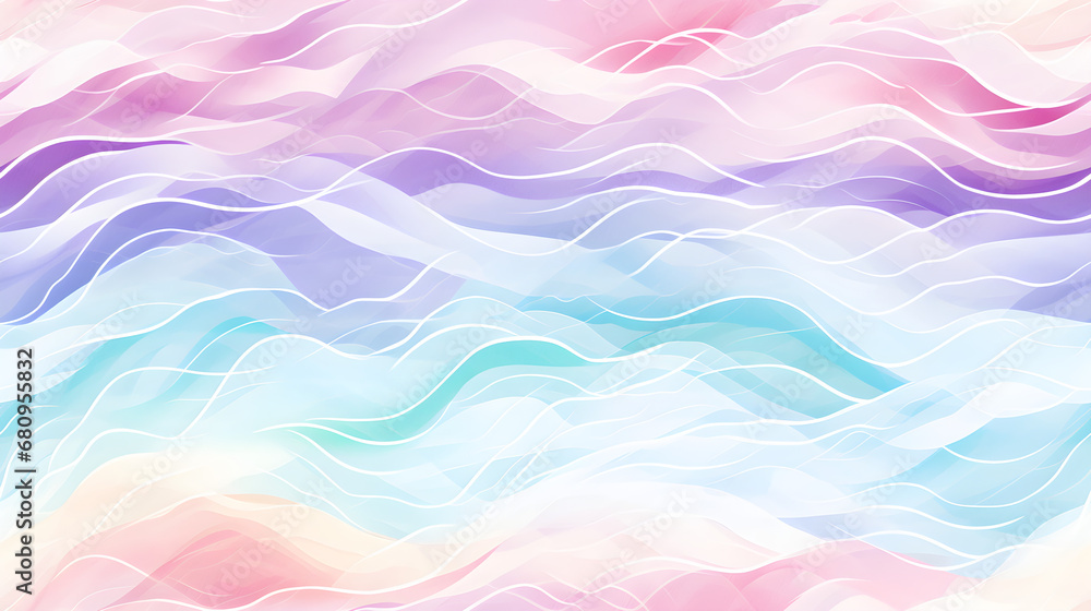 Fototapeta premium Hand drawn soft pastel color wavy watercolor style abstract background. wallpaper, banner, cover, poster design, Generative AI