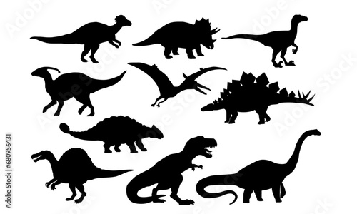 Fototapeta Naklejka Na Ścianę i Meble -  vector set of isolated dinosaur silhouette illustration