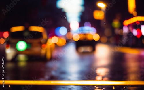 Dusk Rain Capturing the Shimmer of Urban Life in the Rain ai generated