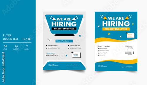We are hiring flyer design template, Job hiring poster template, Job hiring advertisement flyer poster template photo