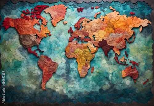  Handcrafted World Map Made of Paper - Detailed Craftwork