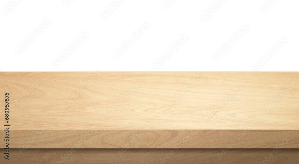 Wooden table top. transparent background