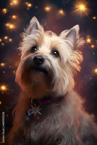yorkshire terrier on the christmas background