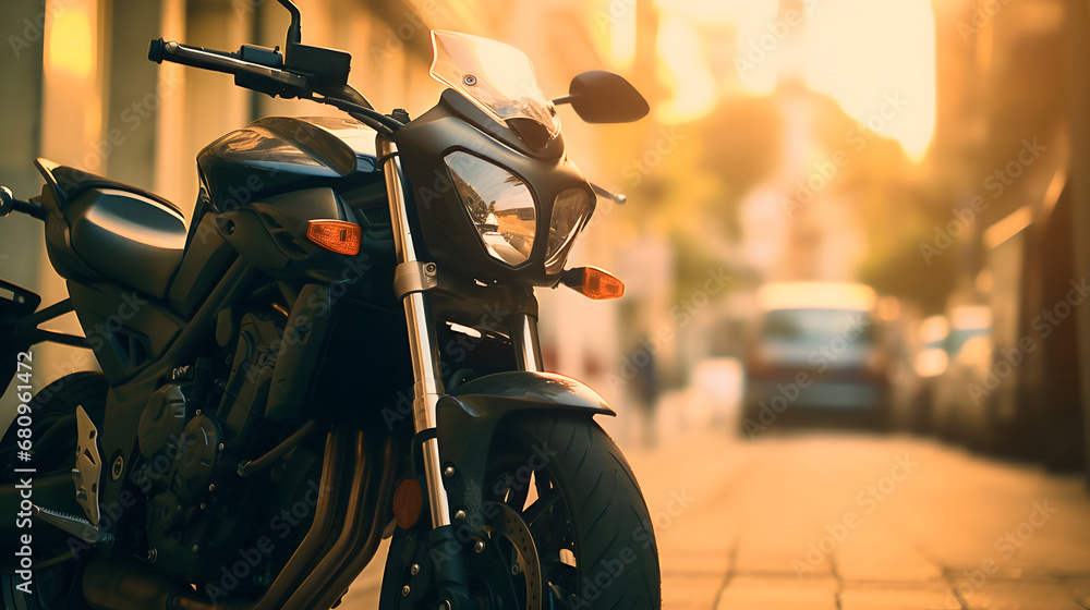 Obraz na płótnie Motorcycle on blur street background w salonie