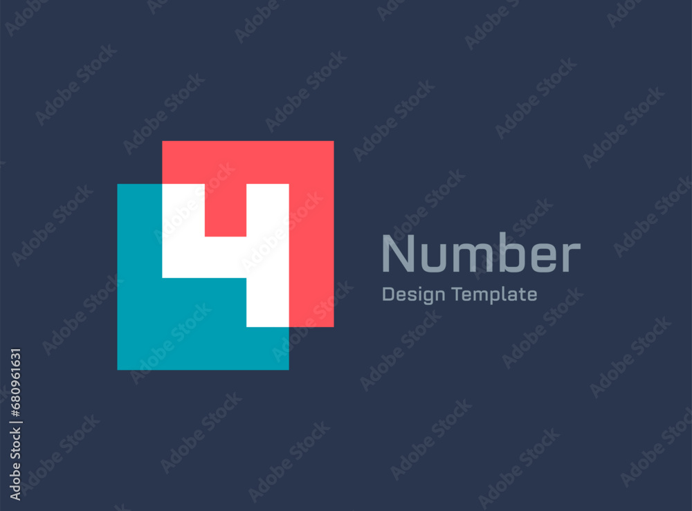 Number 4  logo icon design template elements - obrazy, fototapety, plakaty 