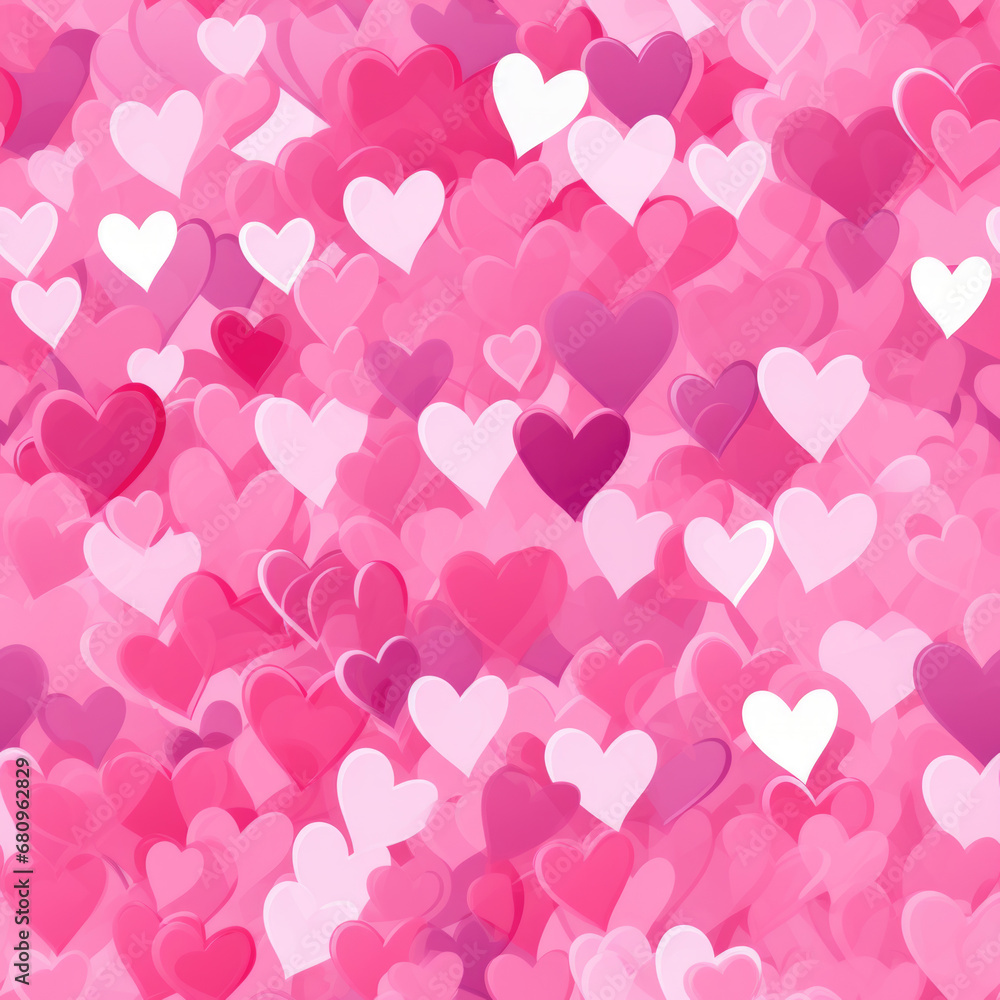 Sea of pink hearts in various shades. Concept: love and affection.