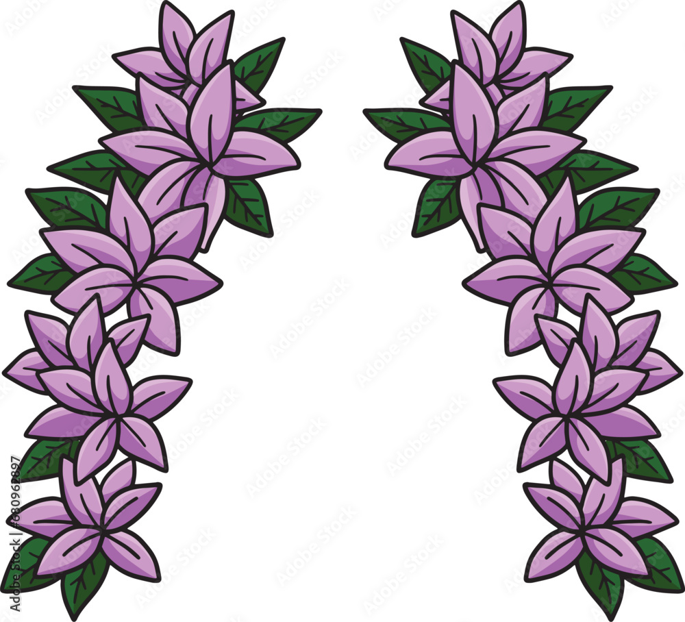 Spring Flower Wreath Cartoon Colored Clipart 